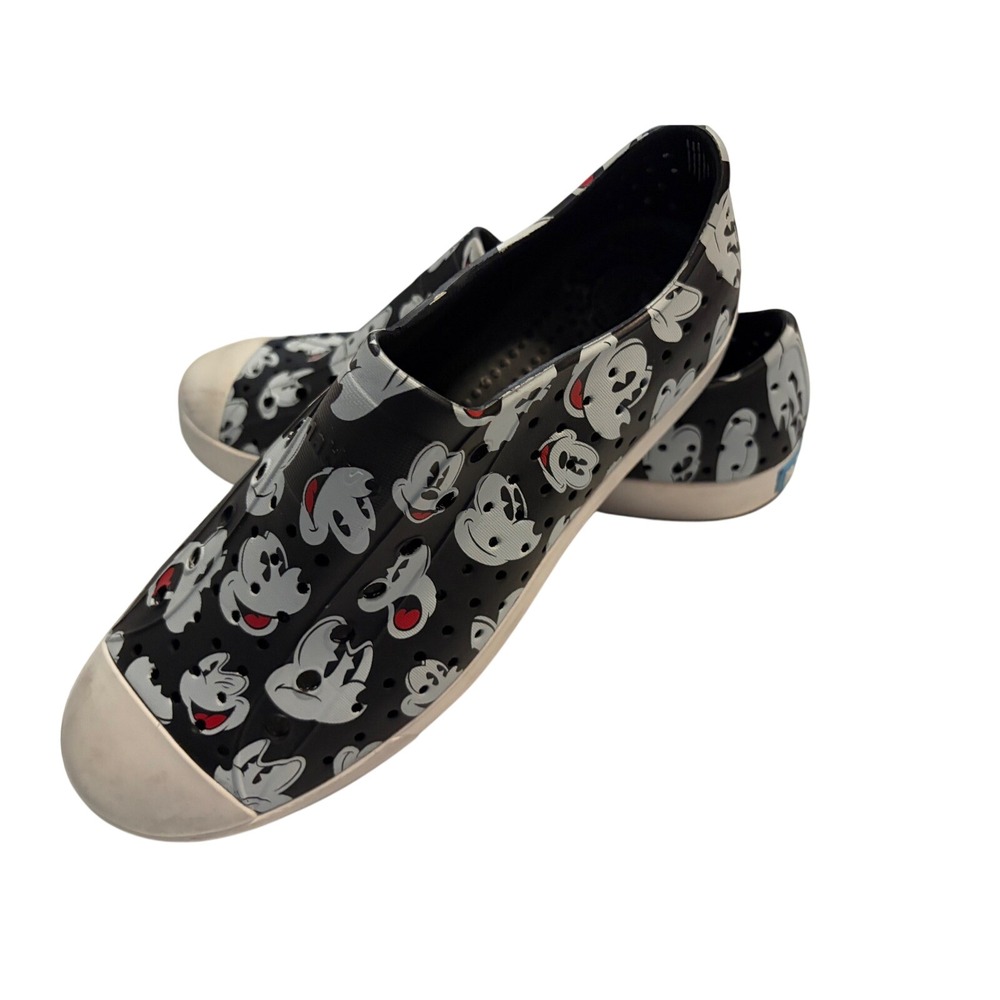 Native Jefferson Mickey Mouse Shoes Disney Black Slip On Perforated Mens 9 W11